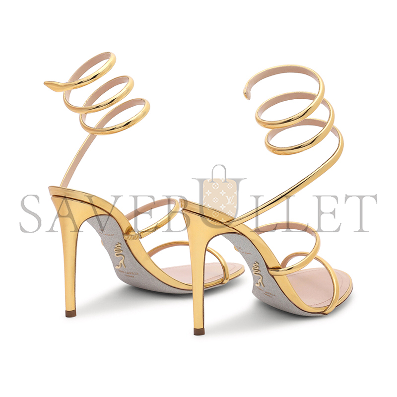 RENÉ CAOVILLA CLEO METALLIC GOLD SANDAL 105 C12351